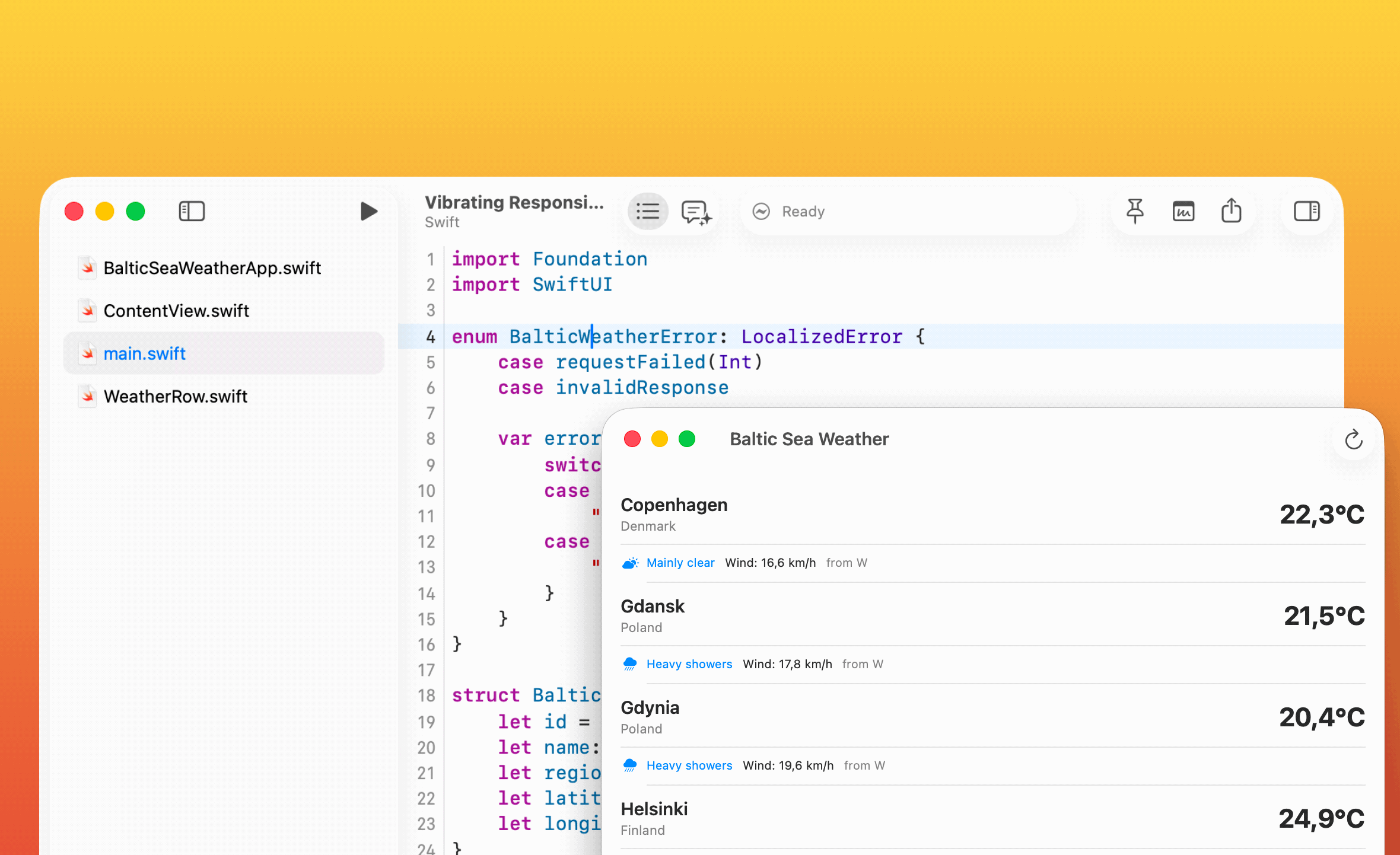 Notepad.exe building and running a project on macOS